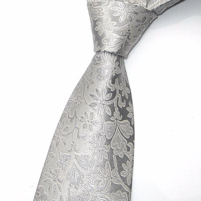 男士正装商务结婚银灰色复古花纹领带8cm工作上班职业银色领带