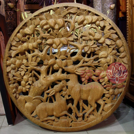 泰国木雕睡佛挂画进口手工雕佛堂木质立体壁饰东南亚风格餐厅会所_7折