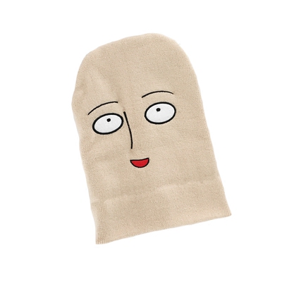 一拳超人光头琦玉茫然脸中二搞怪表情针织毛线帽男女秋冬套头帽潮