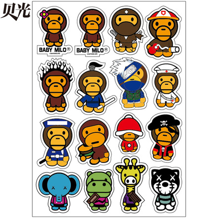 [整张]贝光93潮牌bape旅行箱贴纸笔记本电脑死飞冰箱背景潮牌防水