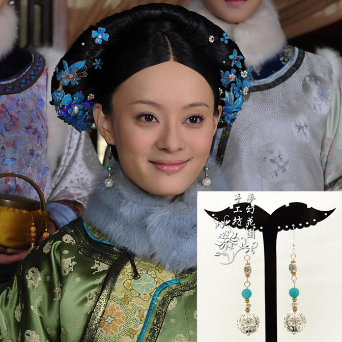 特价古装耳环 宫廷_甄嬛传甄嬛头饰耳环 复古宫廷古装旗袍925银仿珍珠