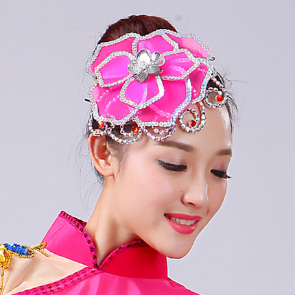 德艺坊民族秧歌头饰舞蹈表演头饰/开场伴舞舞台演出纱花头饰/头花_7折