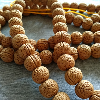 精品小桃核108颗佛珠 山桃核矮桩1.5正圆密脑纹1.6野生桃核小桃核