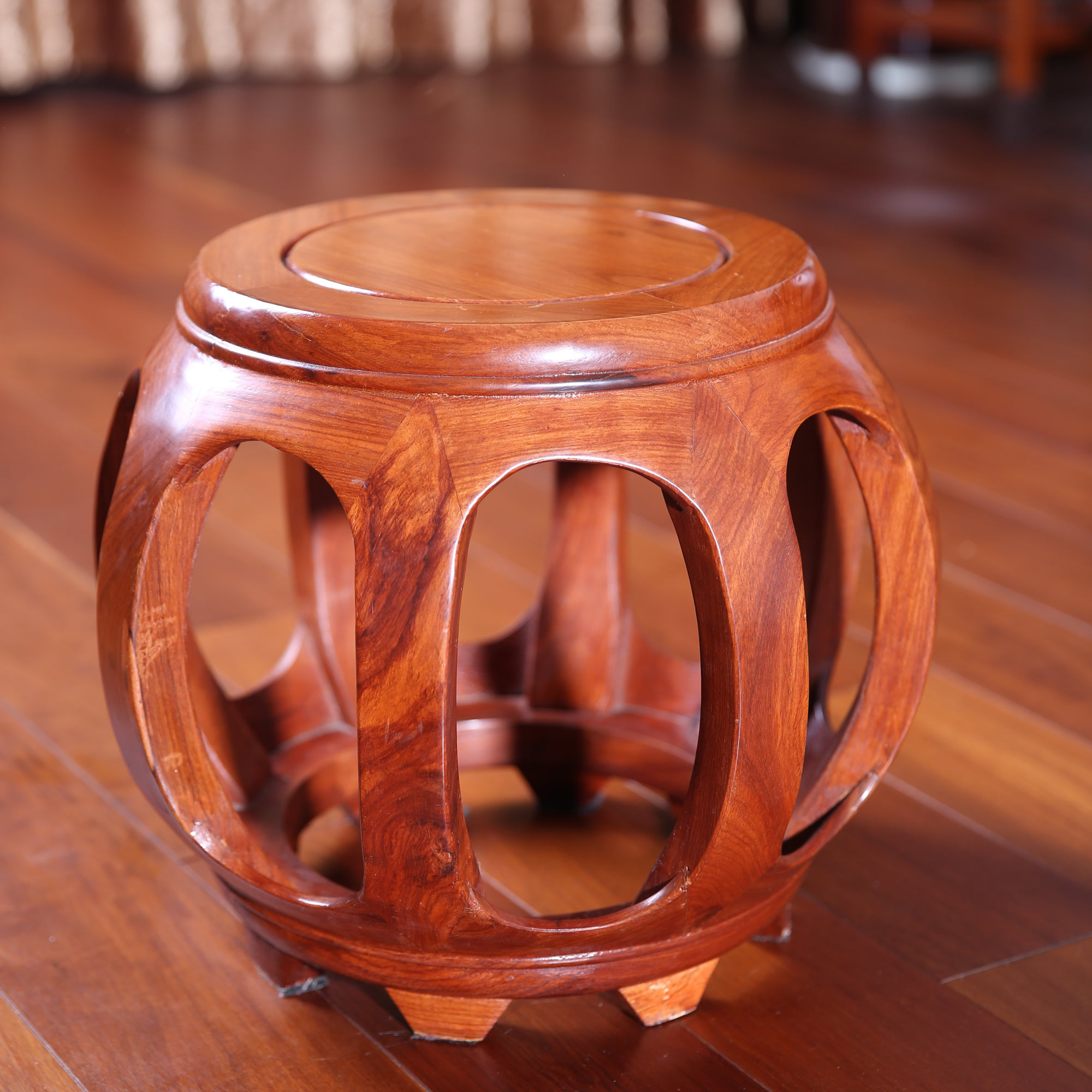 花梨木中式凳子鼓凳实木古筝凳子实木圆凳红木