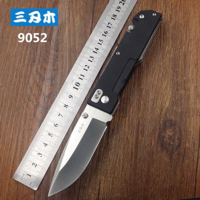 正品三刃木9052无锁定多功能折叠刀水果刀野营小刀非直刀防身刀
