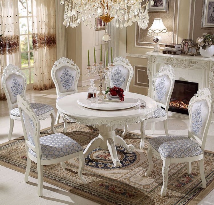 欧式餐桌白色实木