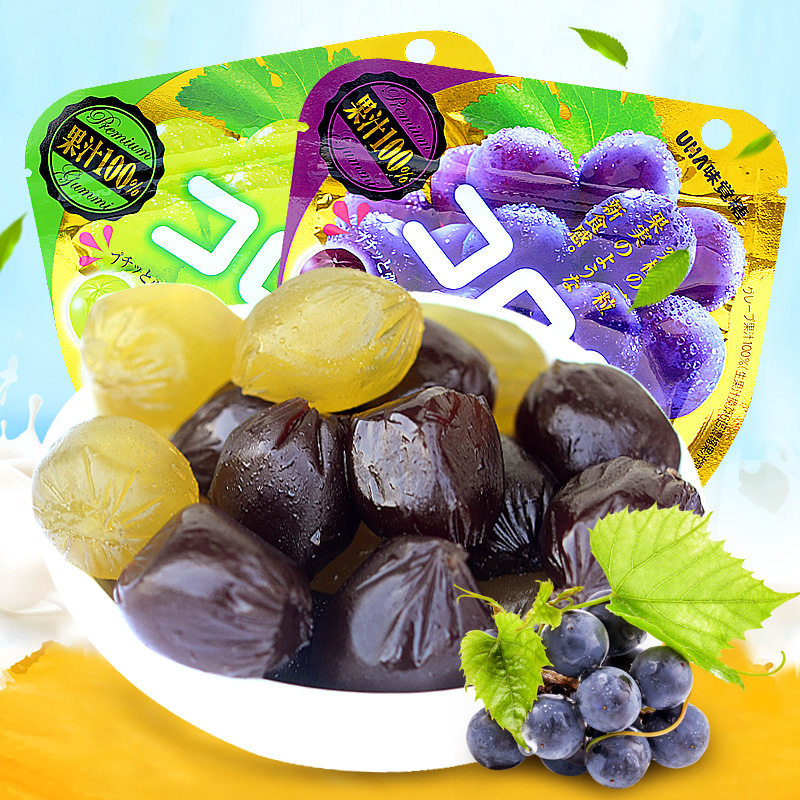 uha 悠哈 酷露露水果味觉糖爆浆葡萄味果汁软糖52g日本进口库露露