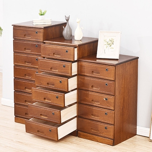 实木质抽屉式收纳柜子办公室文件多层带锁小储物柜木制5层五斗橱