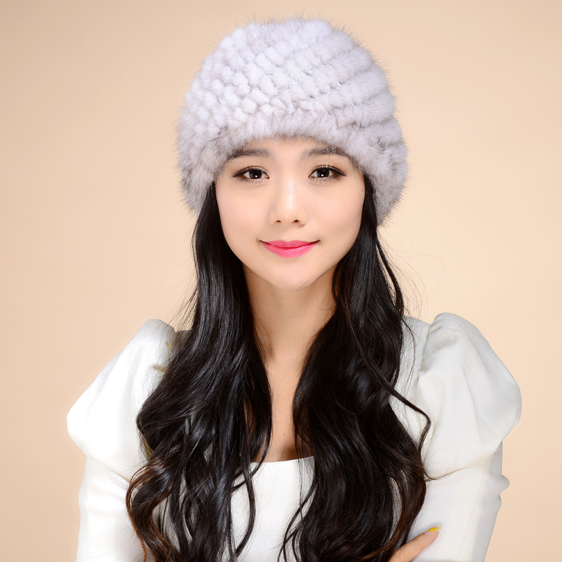 一折女士貂毛帽子
