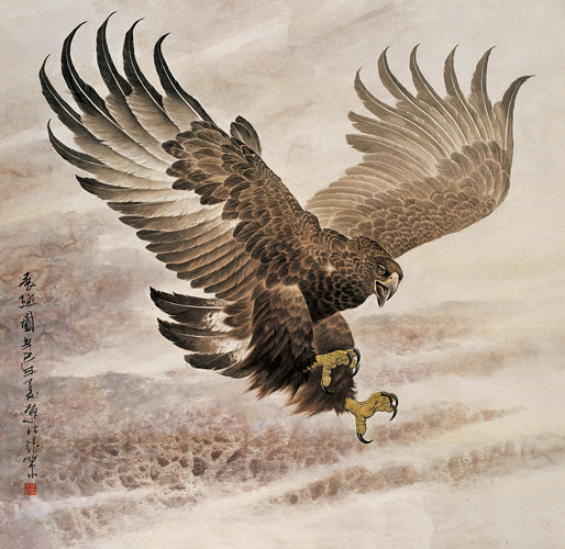 一折权志龙海报 挂画_高清喷绘印刷油画动物装饰画雄鹰展翅客厅办公室