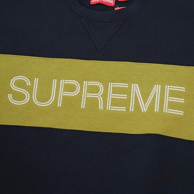 现货潮玩艺supreme17fwzigzagcrewneck拼色圆领套头卫衣