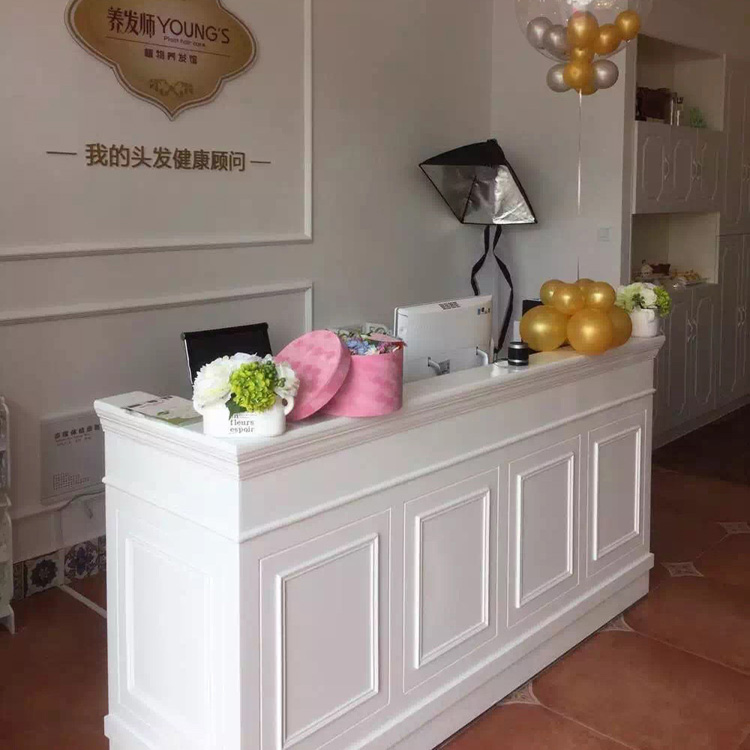 美容院吧台柜欧式收银台酒店前台桌影楼接待台烤漆收银台柜台吧台
