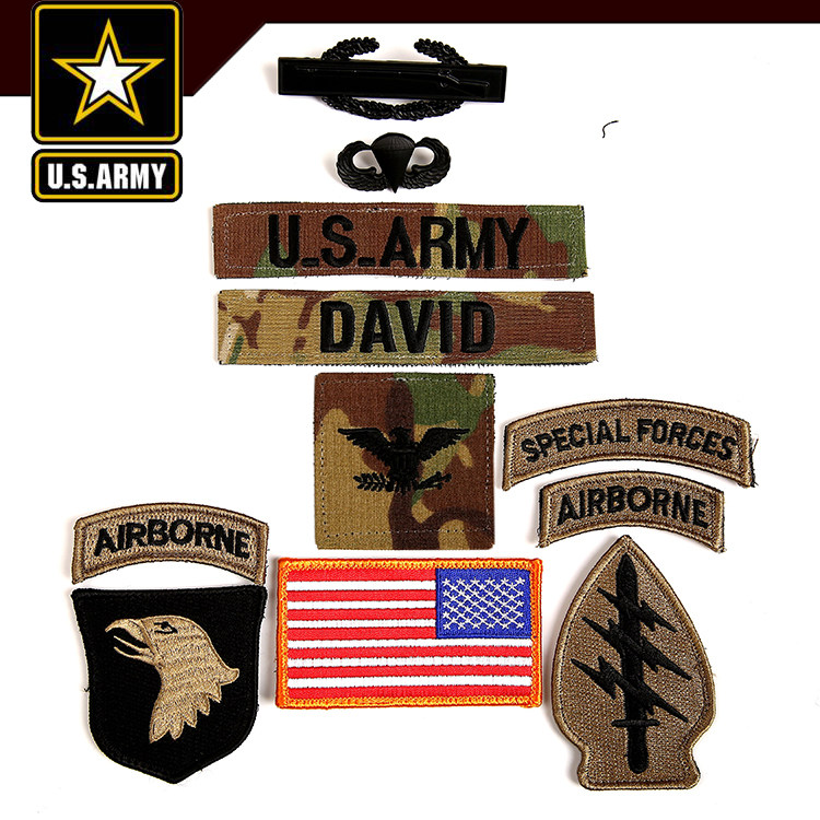 cp迷彩服臂章 usarmy徽章 胸条 军迷ocp魔术贴臂章 豪华装