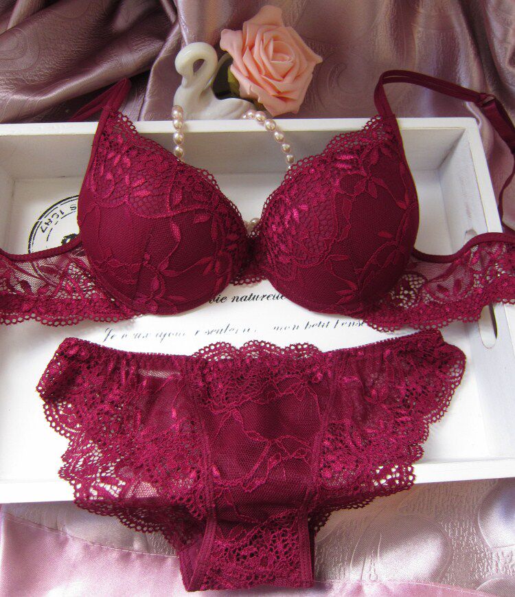 一折内衣套装少女蕾丝_红色文胸黑色大红色内衣文胸套装结婚本命年