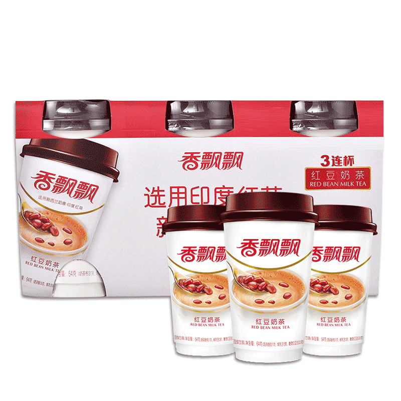香飘飘奶茶三连杯_xiang piaoa/香飘飘 红豆味奶茶64g*3杯 三连杯装
