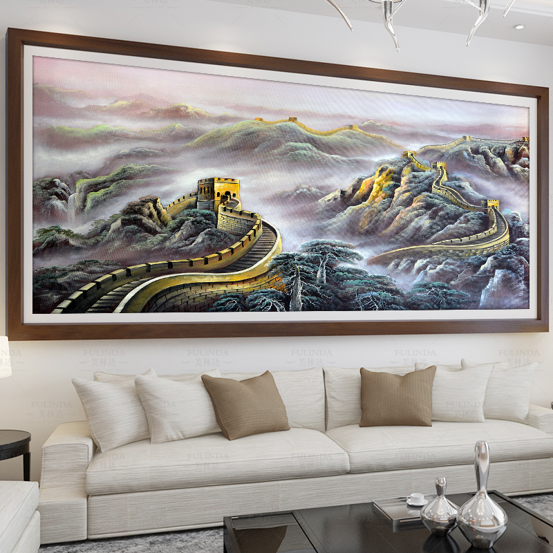 十字绣客厅山水画绣_万里长城十字绣2018新款线绣客厅大幅山水画中国