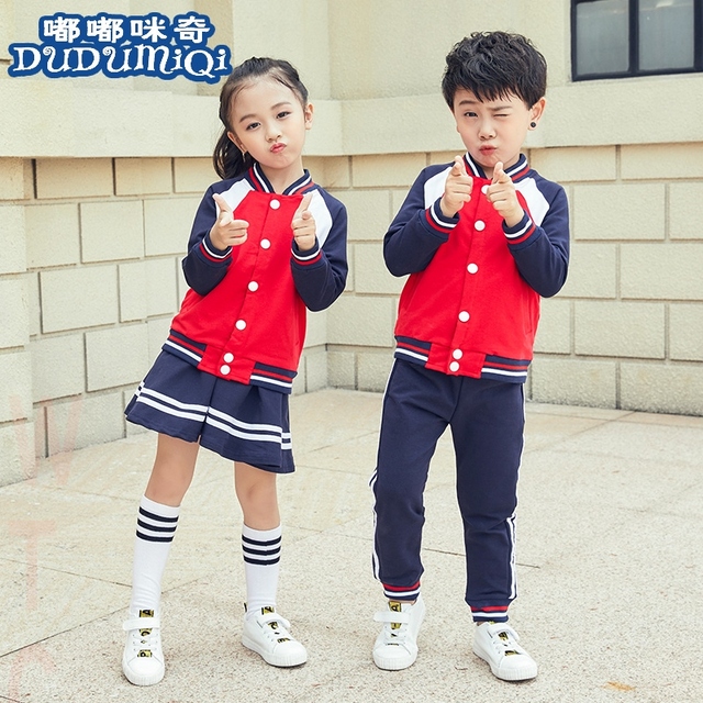 2019春秋季学院单排扣深圳混纺中学生中性套装小学生上衣男校服