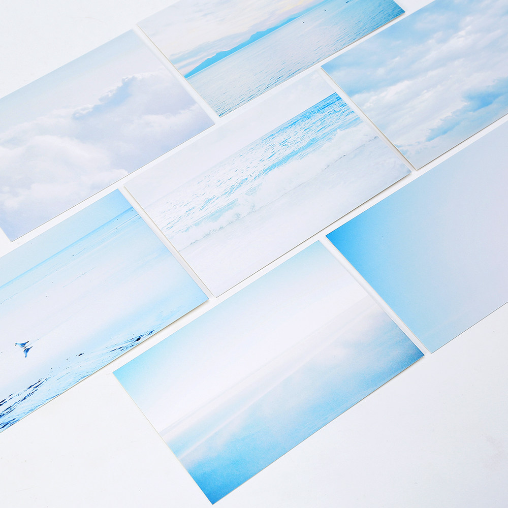 唯美_信的恋人明信片 流浪者之歌 蓝色天空大海创意文艺唯美风景卡片