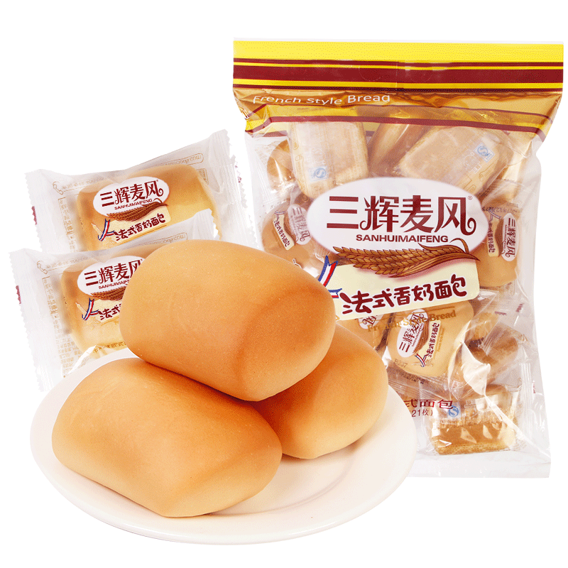 三辉麦风法式香奶面包450g*2网红面包早餐零食品休闲小吃口袋面包