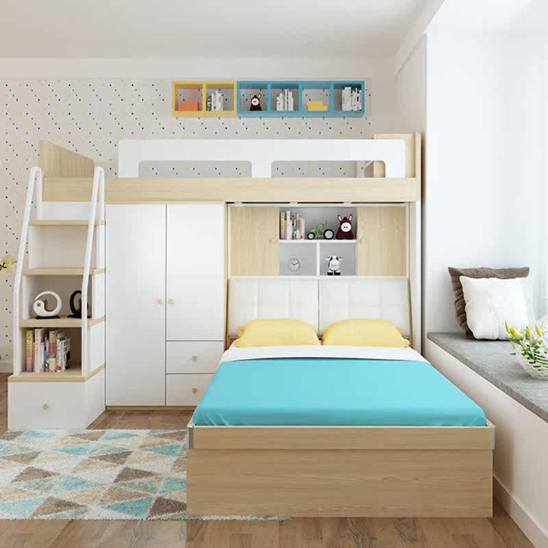 榻榻米_香港高低床定制实木榻榻米子母油压床双层两层上下床铺儿童