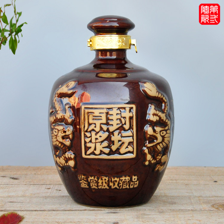 热销泡酒坛子_三瓷厂 5斤装陶瓷酒坛子 土陶酒坛酒缸泡酒罐储酒罐小