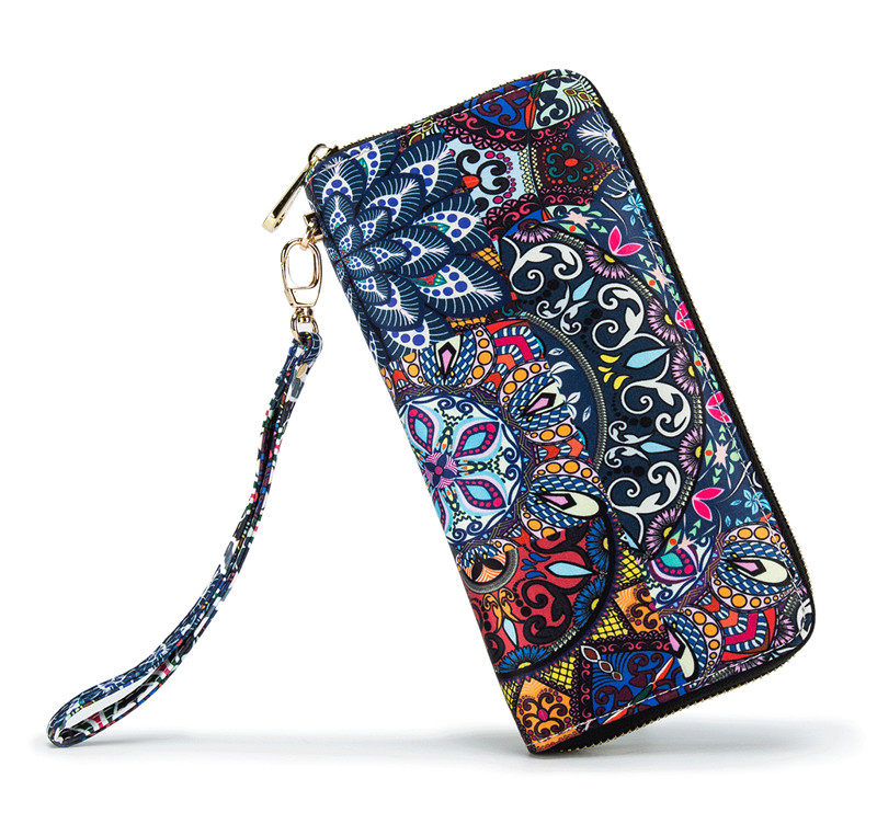 一折花纹钱包_likeyou 民族风花瓣花纹图案多功能长款休闲女士钱包