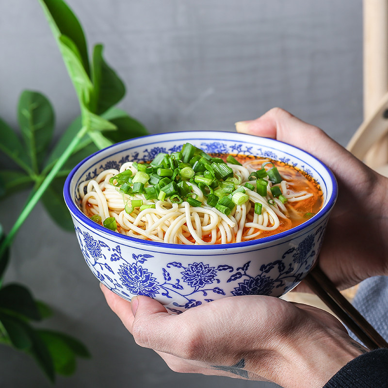 一乐拉面碗日式_大号青花瓷兰州拉面专用碗牛肉面碗金龙碗酒店餐厅