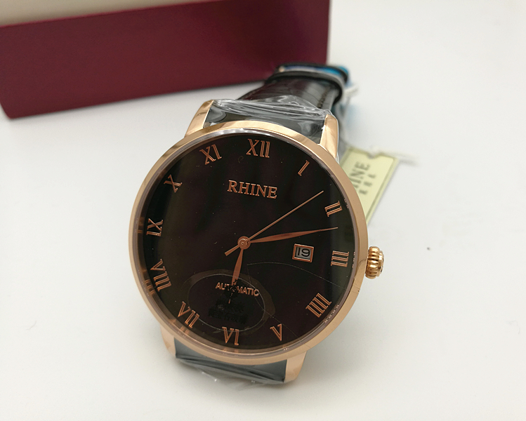 rhine_莱茵rhine全自动机械表透底手表男表真皮日历89249优惠券