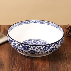 包邮酒店青花陶瓷大碗面碗大码酸菜鱼水煮鱼盆大号汤碗菜碗和面盆