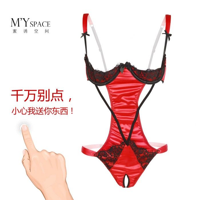 连胸罩内衣_欧美新款性感后入连体文胸内衣骚情趣蕾丝激情套装诱惑女