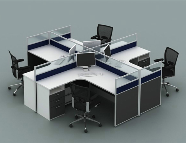 办公家具简约现代组合l型职员工作位屏风卡位电脑桌4人员工位优惠券