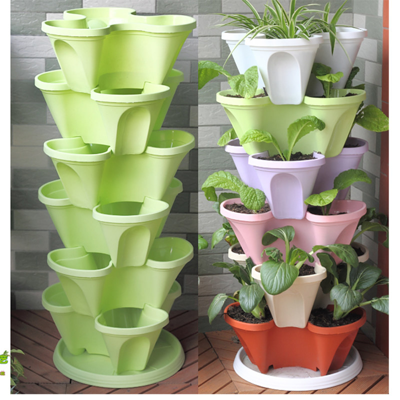 一折立体种菜盆_多层组合花盆 立体种植草莓盆 阳台种菜盆 种吊兰 种