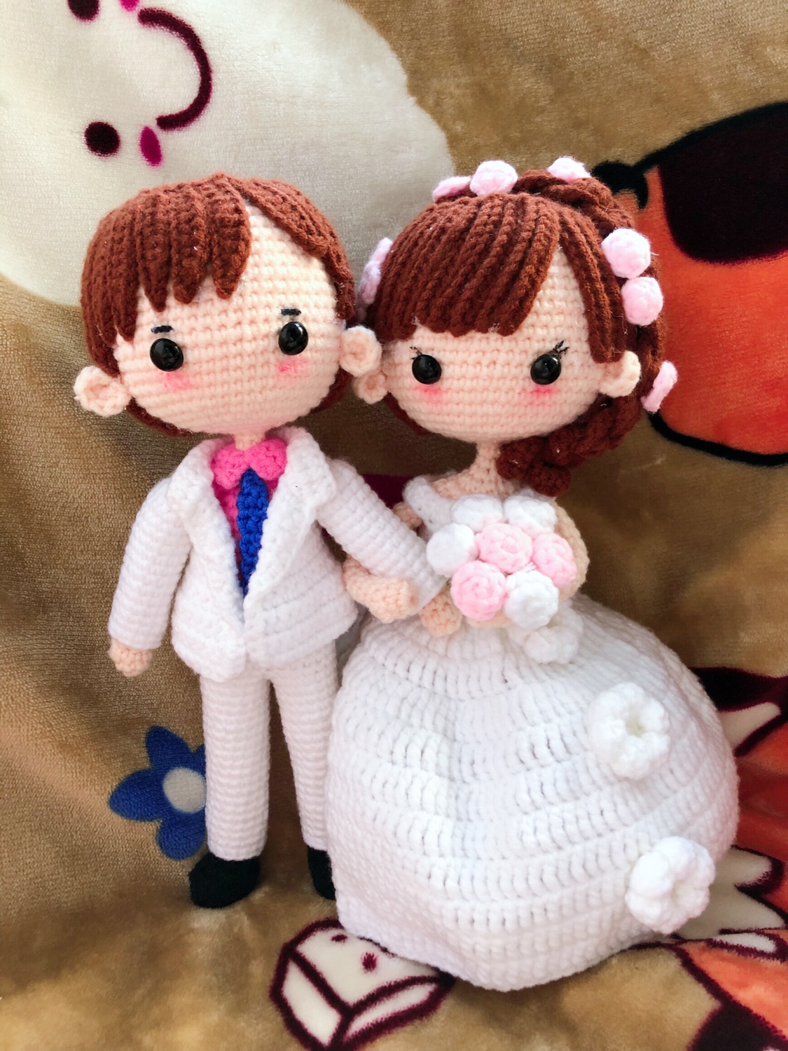 钩针毛线材料包心心相印婚娃结婚娃娃情侣娃娃玩偶公仔对娃