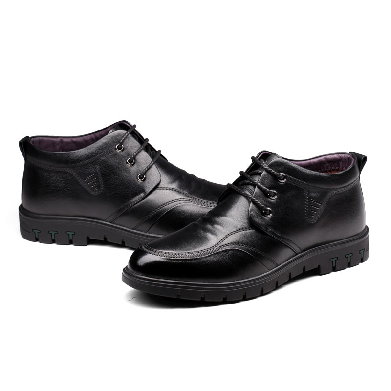 蜘蛛王男棉鞋系带冬季新款真皮休闲鞋加绒棉皮鞋男旗舰店正品官方