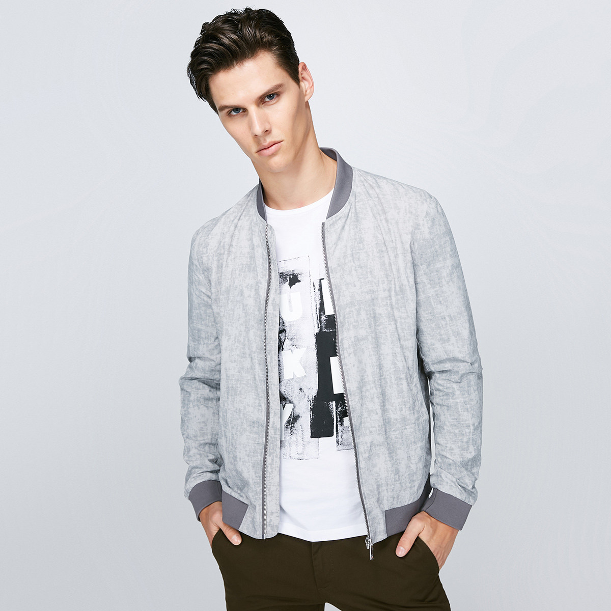 杰克琼斯外套男_【3免1】jackjones杰克琼斯棒球领男防风夹克外套e