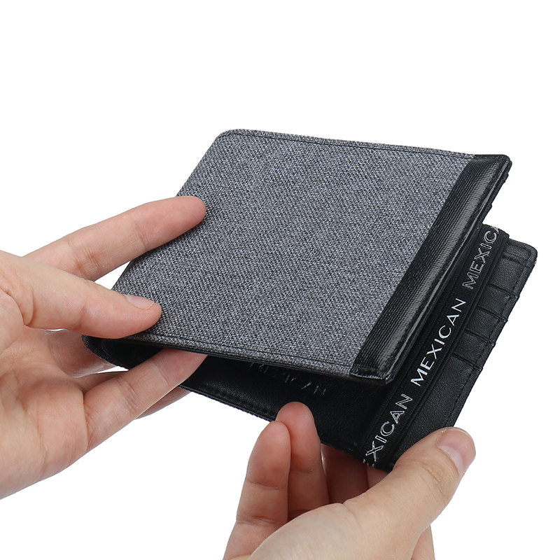 稻草人钱包男短款帆布牛津布钱夹男士多功能韩版票夹青年学生银包