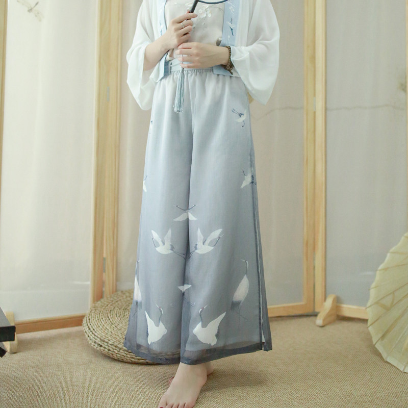 灵鹤 清水溪原创设计 改良汉服宋裤女 夏季