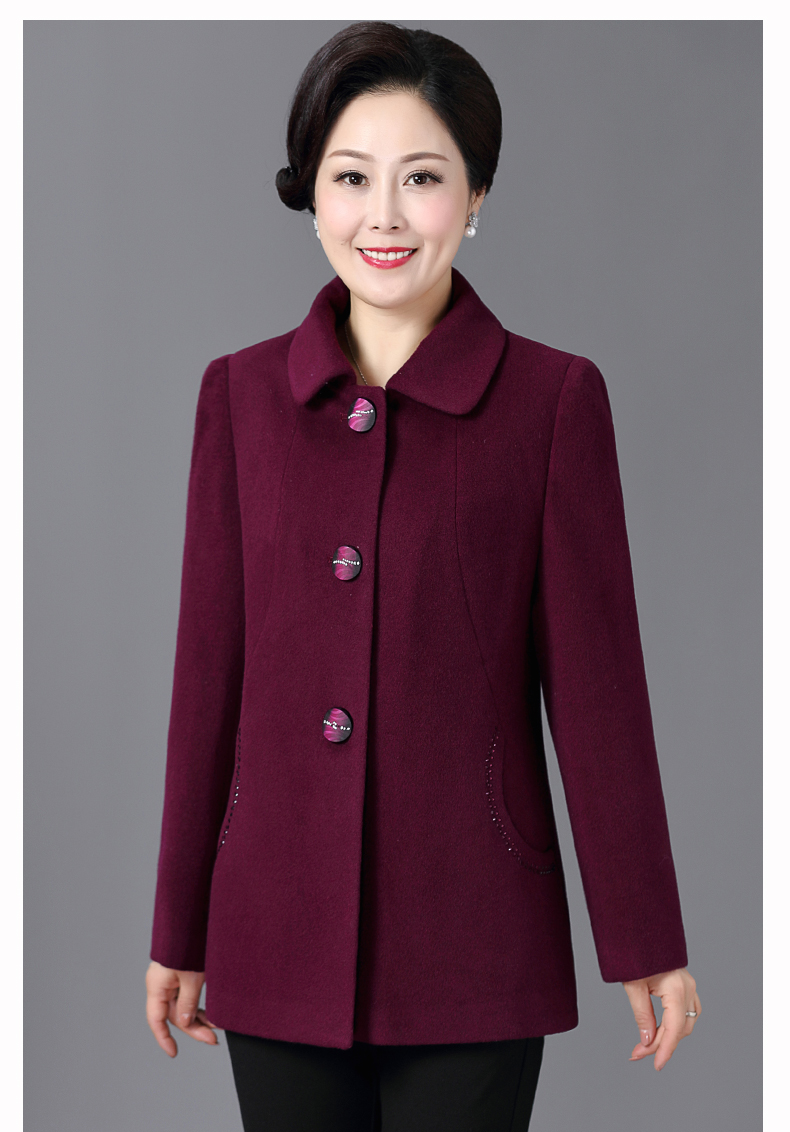 修身短款双面绒羊绒大衣外套妈妈装中老年女装2019秋冬装洋气包邮
