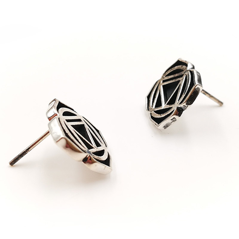 【所】原创925银手工瑜伽om耳钉饰品首饰