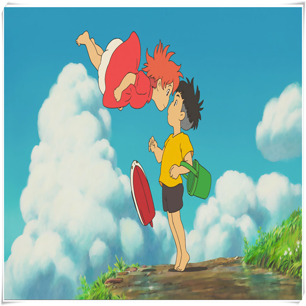 一折拼图定制1000片_定制宫崎骏卡通动漫悬崖上的金鱼公主金鱼姬1000