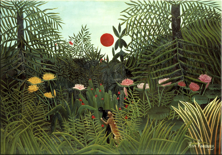 日暮丛林 henri rousseau 卢梭 装饰画无框有框客厅书房玄关酒吧