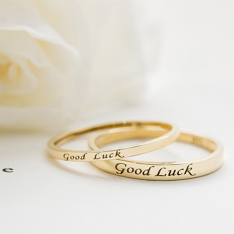 热销素圈戒指_叶子14k金 韩国 素圈光面goodluck好运字母戒指优惠券