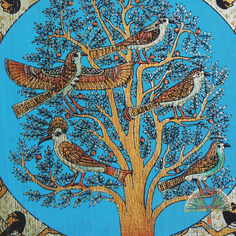 天然纸莎草画卧室家居装饰画古埃及花鸟家居饰画生命之树包邮