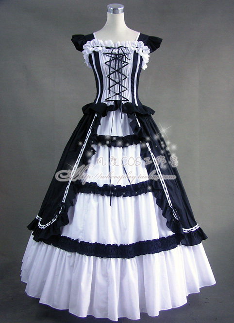 lolita洋装 维多利亚哥特式cosplay连身长裙 洛丽塔晚礼服 可定做