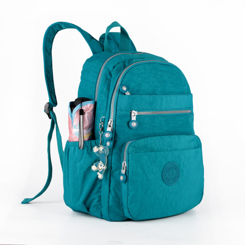 小号学生书包水洗尼龙布双肩包女包 多口袋时尚校园风背包1-3年级