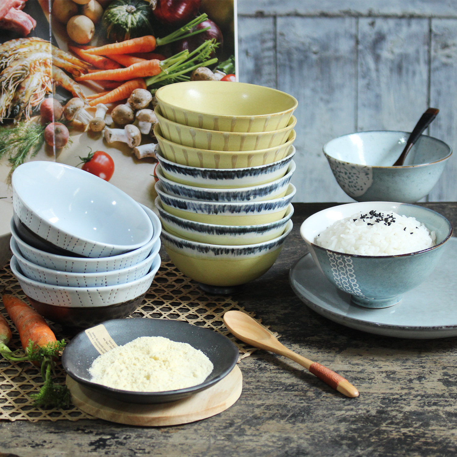 一人食创意复古碗餐具陶瓷饭碗日式和风蒸碗