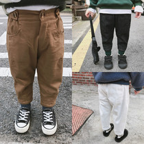 源源家18冬男女童加厚保暖小脚裤双层加绒休闲裤哈伦裤牛仔裤潮