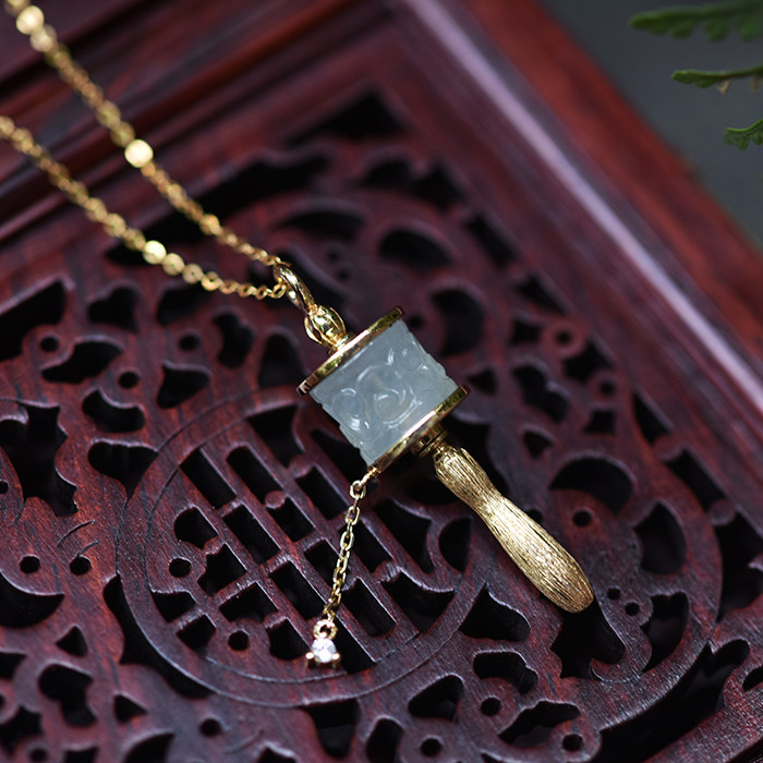 天然冰种翡翠 转经筒 纯18k黄金 吊坠优惠券