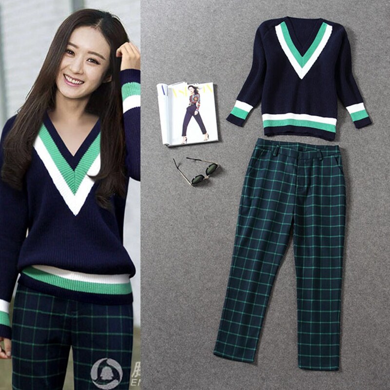 杉杉来了赵丽颖的同款衣服女明星秋装2017新款套装毛衣两件套秋冬