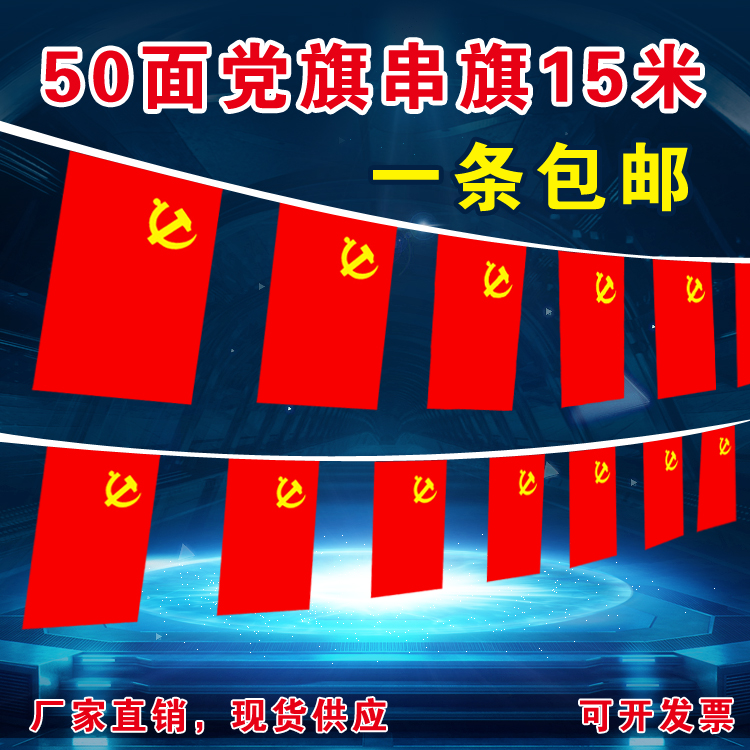 8号中国小国旗党旗挂旗串旗吊旗五星红旗挂旗7号6号党支部旗定做